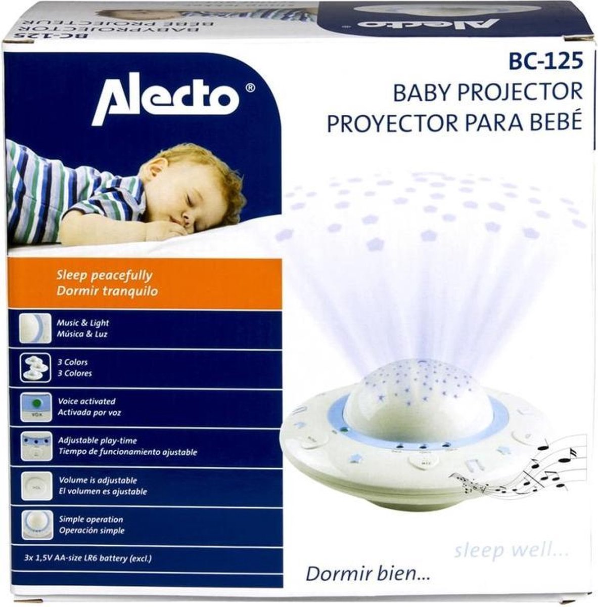 Alecto Baby Projector - Rustgevende Slaapliedjes - Babyprojector met Muziek