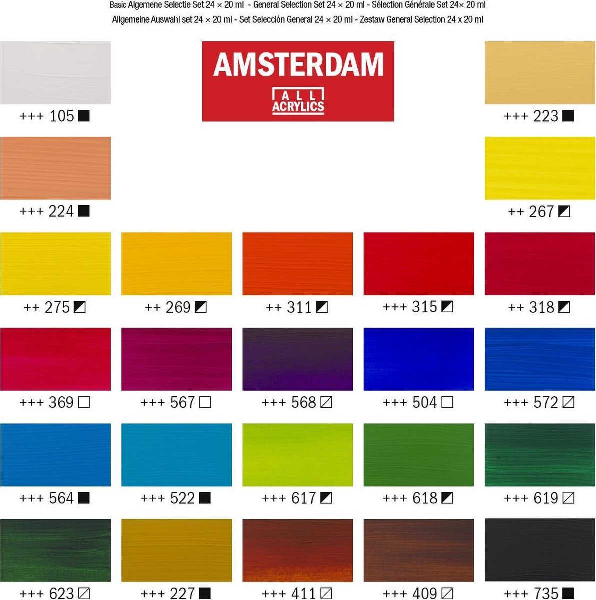 Amsterdam Standard Series acrylverf algemene selectie set | 24 × 20 ml