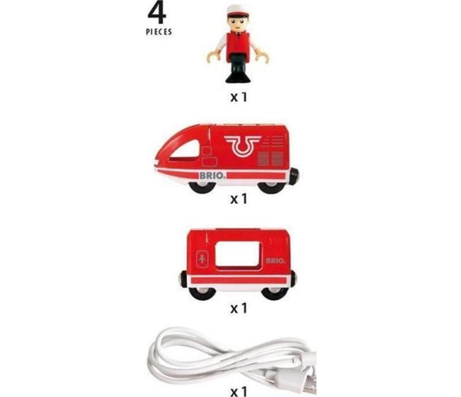 BRIO Oplaadbare rode passagierstrein met USB kabel - 33746