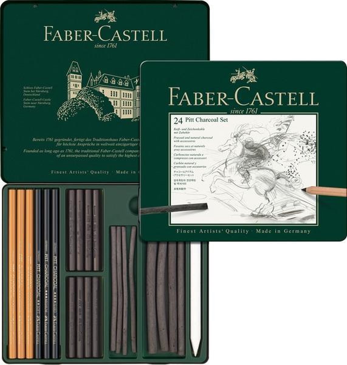 Faber-Castell houtskoolset - Pitt Monochrome 24-delig - FC-112978