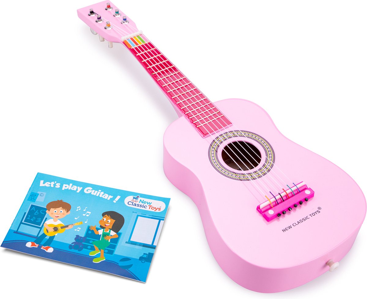 New Classic Toys - Speelgoed Gitaar met Draagriem - Roze