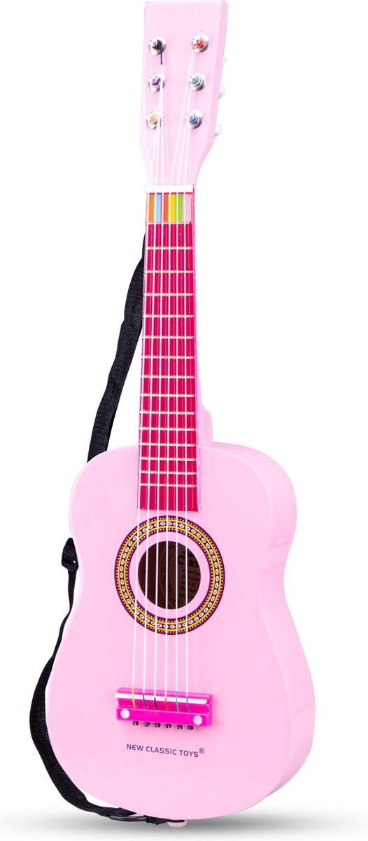 New Classic Toys - Speelgoed Gitaar met Draagriem - Roze
