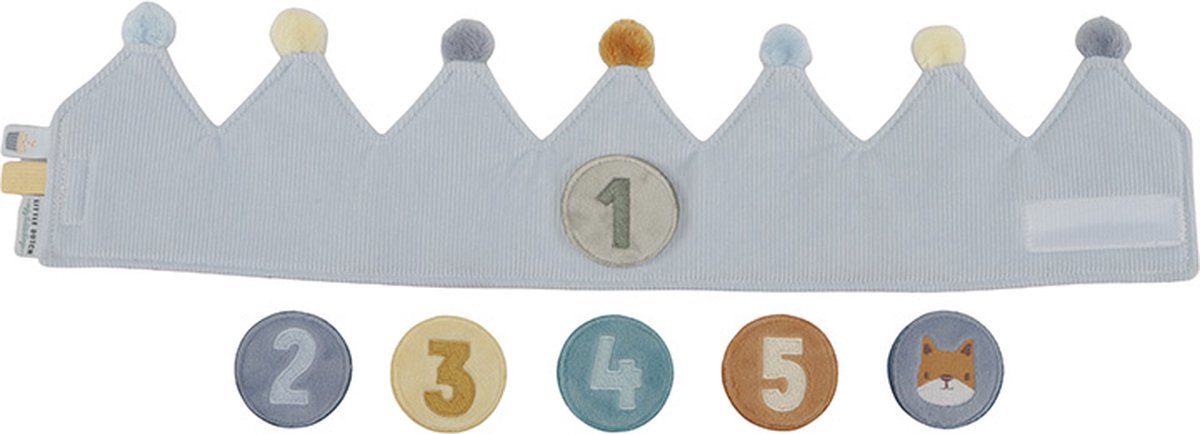 Little Dutch - Verjaardagskroon van stof met cijfers - Blauw
