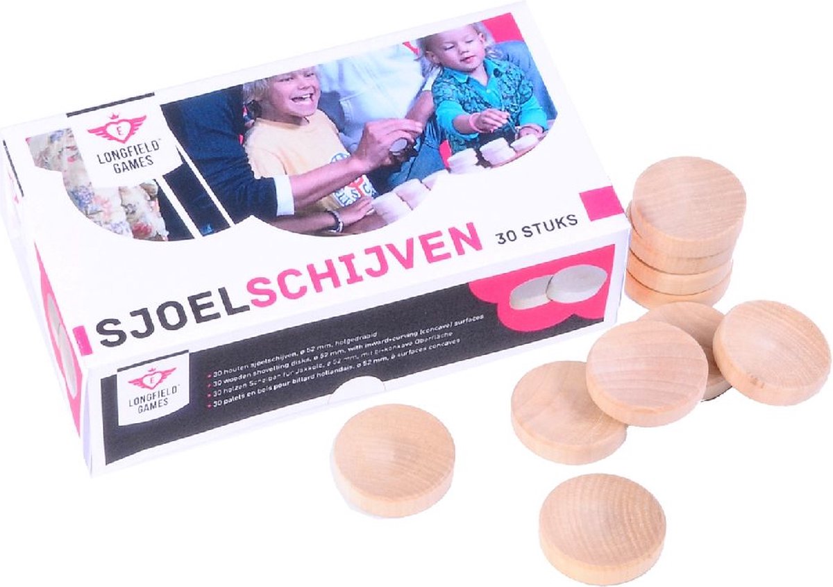 Set sjoelschijven groot, hol gedraaid - berkenhout 52mm
