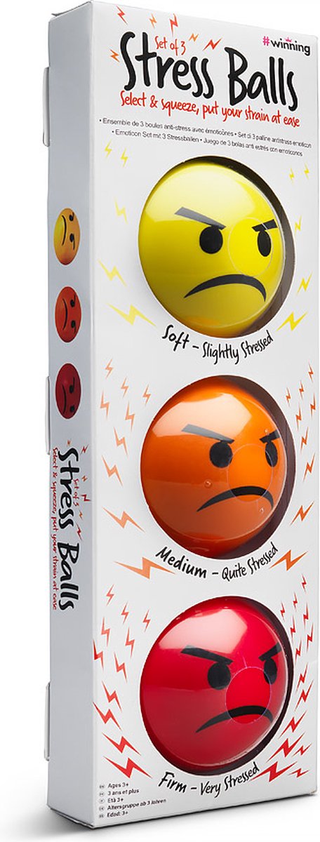 #Winning Emoticon Stressballen - Zacht/Medium/Hard - Geel/Oranje/Rood